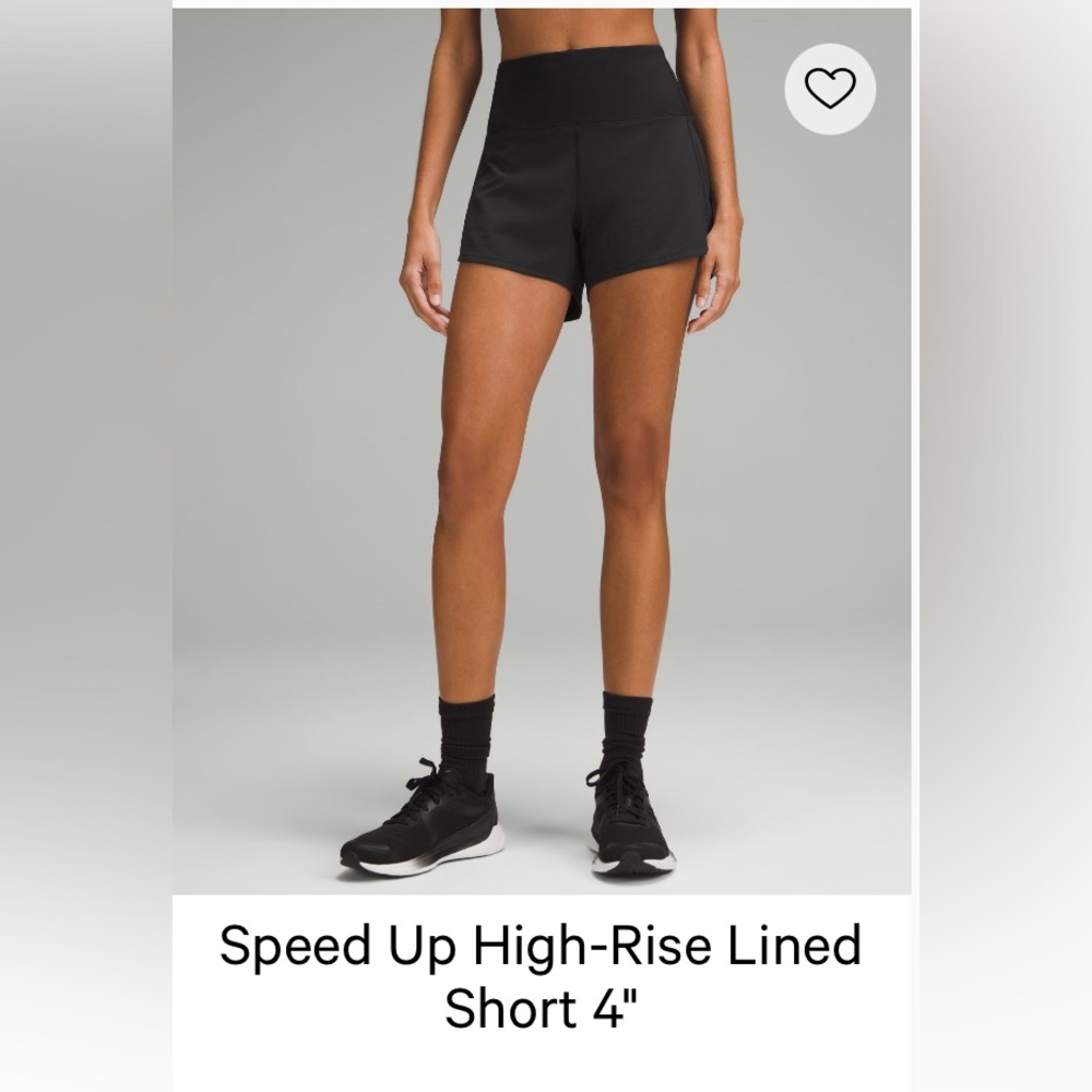 Lululemon Speed Up High-Rise Lined Short 4” in Black - Size 10
